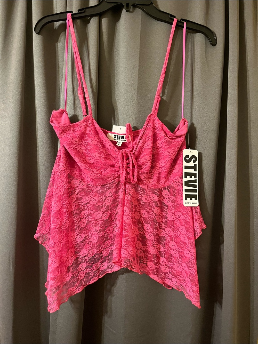 Steve Madden Hot Pink Lace Crop Top